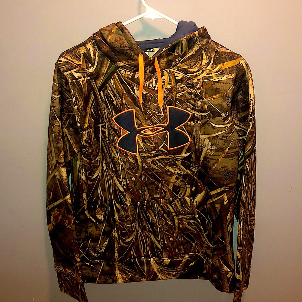 Under Armour Camouflage & Orange Hooded Sweatshirt